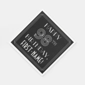 HAPPY 98TH BIRTHDAY; Art Deco Style; aangepaste na Servet (Hoek)