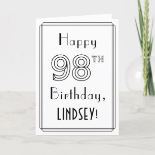 Happy 98th Birthday, Art Deco Style met aangepaste Kaart