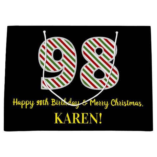 Happy 98th Birthday & Merry Kerstmis, aangepaste n Groot Cadeauzakje (Voorkant)