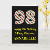 Happy 98th Birthday & Merry Kerstmis, aangepaste n Kaart (Gele Bloem)