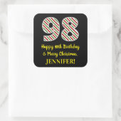 Happy 98th Birthday & Merry Kerstmis, aangepaste n Vierkante Sticker (Tas)