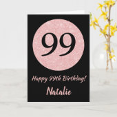 Happy 99th Birthday Black en Roos Pink Gold Kaart (Gele Bloem)