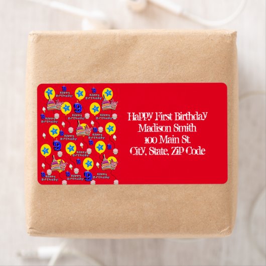 Happy 9th Birthday Adresetiketten, Red Etiket (Insitu)