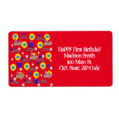 Happy 9th Birthday Adresetiketten, Red Etiket (Voorkant)