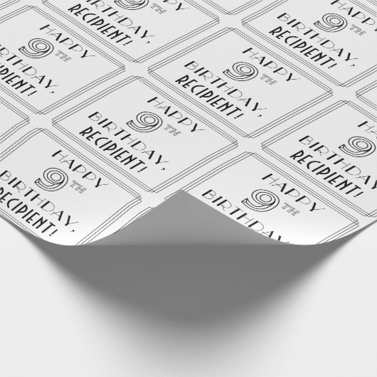 HAPPY 9TH BIRTHDAY; Art Deco Style; aangepaste naa Cadeaupapier (Hoek)