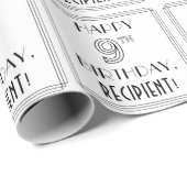 HAPPY 9TH BIRTHDAY; Art Deco Style; aangepaste naa Cadeaupapier (Rol Hoek)