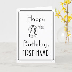Happy 9th Birthday, Art Deco Style met aangepaste  Kaart