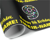 Happy 9th Birthday, Fun Colorful Stars Pattern 9 Cadeaupapier (Rol Hoek)