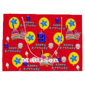Happy 9th Birthday Gift Bag #9 Red Groot Cadeauzakje (Achterkant)