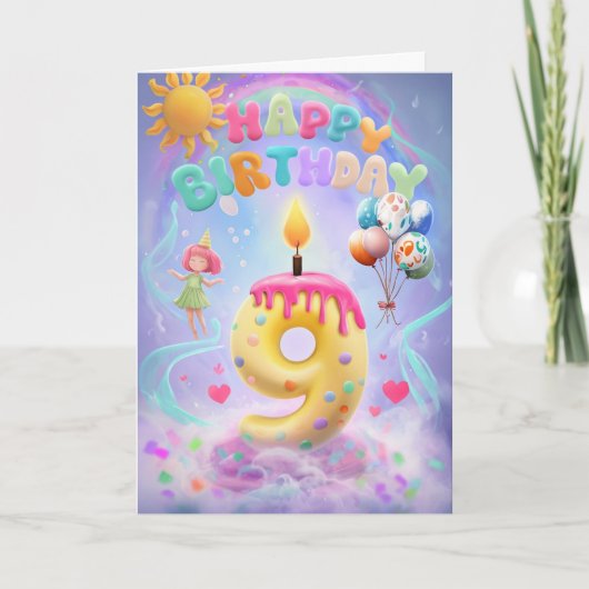 Happy 9th Birthday Kaart (Voorkant)