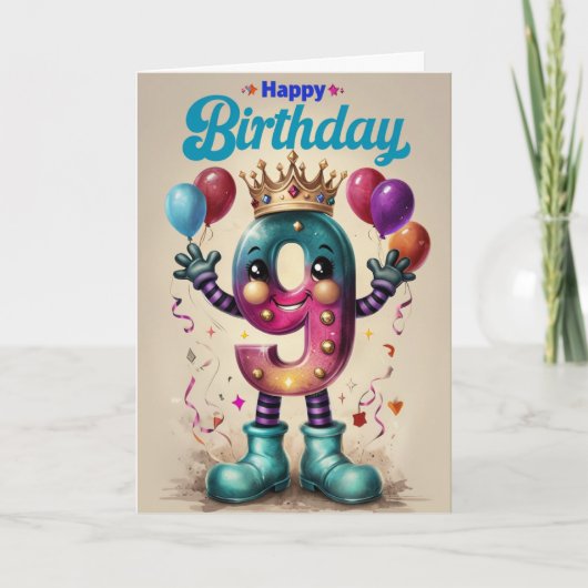 Happy 9th Birthday Kaart (Voorkant)