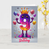 Happy 9th Birthday Kaart (Gele Bloem)