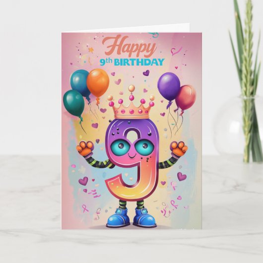 Happy 9th Birthday Kaart (Voorkant)