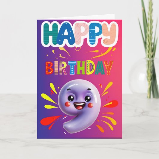 Happy 9th Birthday Kaart (Voorkant)