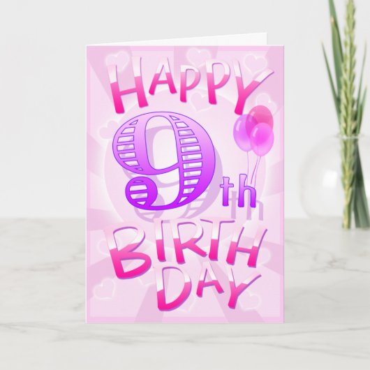 Happy 9th Birthday Kaart (Voorkant)