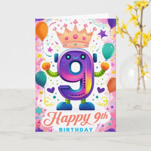 Happy 9th Birthday Kaart (Gele Bloem)