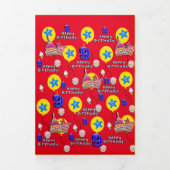Happy 9th Birthday Kaart, #9 Red & Yellow Drieluik Kaart (Cover)