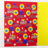 Happy 9th Birthday Kaart, #9 Red & Yellow Drieluik Kaart (Binnenzijde eerst)