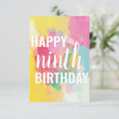 Happy 9th Birthday Kaart ("Waterverf gradiënten") (Staand voorkant)