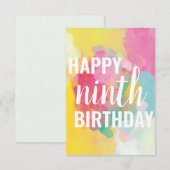 Happy 9th Birthday Kaart ("Waterverf gradiënten") (Voorkant / Achterkant)