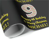 Happy 9th Birthday & Merry Kerstmis, aangepaste na Cadeaupapier (Rol Hoek)