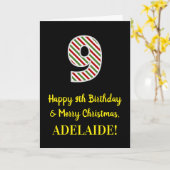 Happy 9th Birthday & Merry Kerstmis, aangepaste na Kaart (Gele Bloem)
