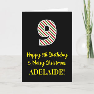 Happy 9th Birthday & Merry Kerstmis, aangepaste na Kaart