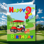 Happy 9th Birthday Red Boys Golf Kaart