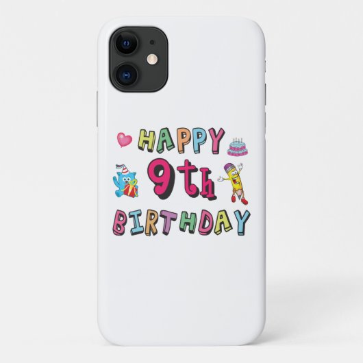 Happy 9th Birthday voor 9-jarige Kinderen B-dag Case-Mate iPhone Case (Achterkant)