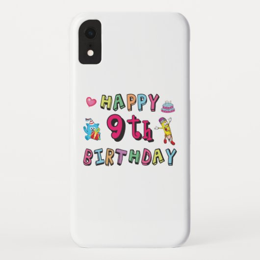 Happy 9th Birthday voor 9-jarige Kinderen B-dag Case-Mate iPhone Case (Achterkant)