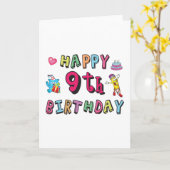 Happy 9th Birthday voor 9-jarige Kinderen B-dag Kaart (Gele Bloem)