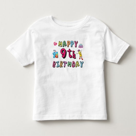 Happy 9th Birthday voor 9-jarige Kinderen B-dag Kinder Shirts (Voorkant)