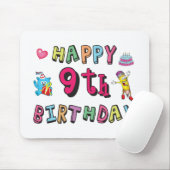 Happy 9th Birthday voor 9-jarige Kinderen B-dag Muismat (Met muis)