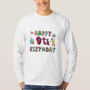 Happy 9th Birthday voor 9-jarige Kinderen B-dag T-shirt
