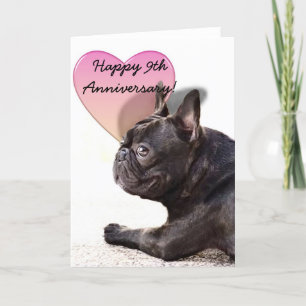 Happy 9th Jubileum French Bulldog wenskaart Kaart