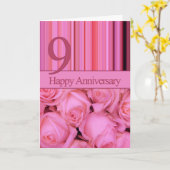 Happy 9th Jubileum roos Briefkaart (Gele Bloem)
