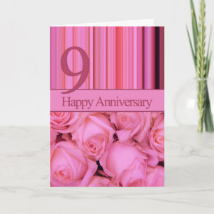 Happy 9th Jubileum roos Briefkaart