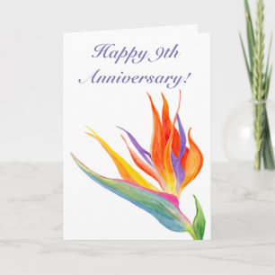 Happy 9th Jubileum Waterverf Bird of Paradise Kaart