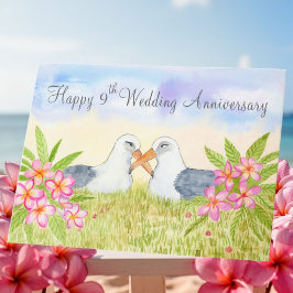 Happy 9th Wedding Anniversary Laysan Albatross Kaart