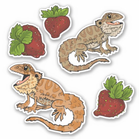 Happy aardbery Bearded Dragons Sticker (Voorkant)