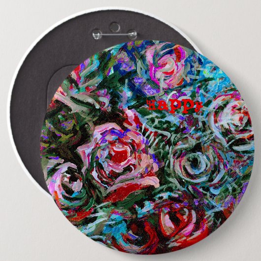 Happy Abstract Rozen Button Badge (Voorkant /achterkant)