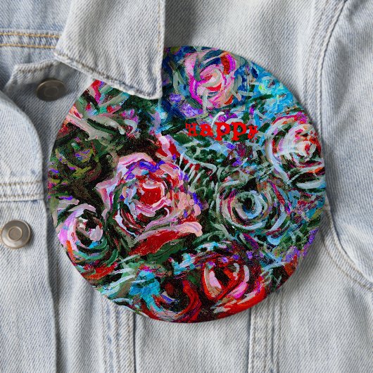 Happy Abstract Rozen Button Badge (In situ)