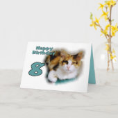 Happy Achtste Verjaardag Calico Kat Kaart (Gele Bloem)