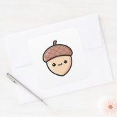 Happy Acorn – Cute Kawaii Illustration Vierkante Sticker (Envelop)