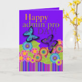 Happy Admin Pro Day, Butterflies en Flowers Kaart (Gele Bloem)