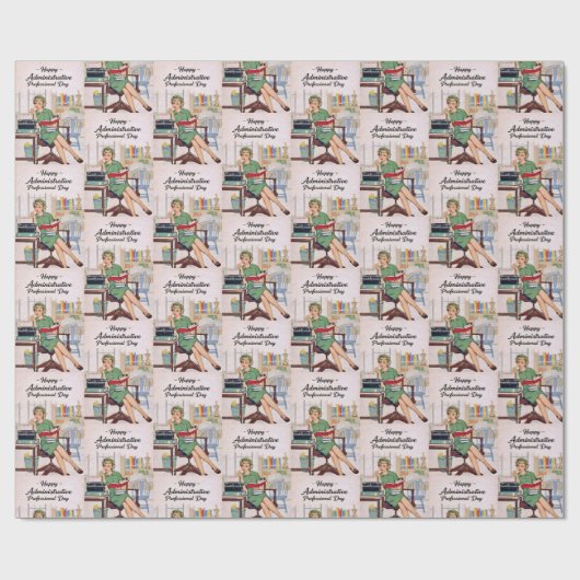 Happy Administrative Professional Day, Retro Cadeaupapier (Vlak)