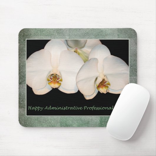 Happy Administrative Professionals White Orchids Muismat (Met muis)