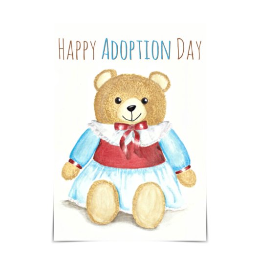 "Happy Adoption Day" Oma Beer Hug Waterverf Kaart