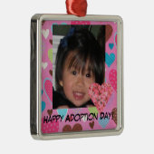 Happy Adoption Day Roze Harten Foto Ornament (Rechts)