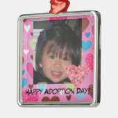 Happy Adoption Day Roze Harten Foto Ornament (Links)